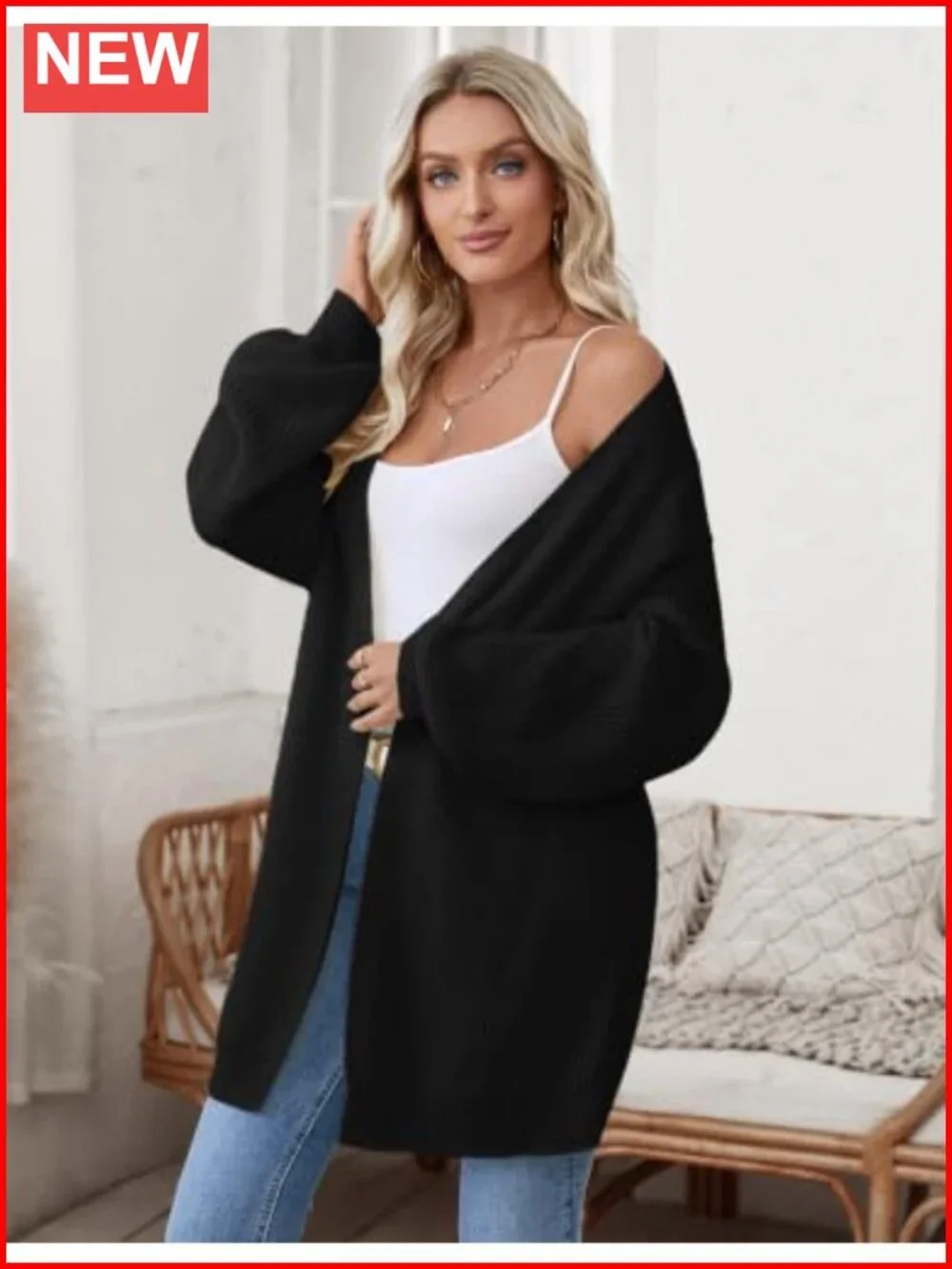 Oversized Chunky Knit Long Sleeve Open Front Cardigan Sweater